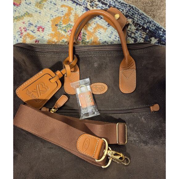 Bric's LIFE 18-Inch Cargo Duffle Bag Luxury Travel Weekender Brown W Strap/Lock - Picture 2 of 13